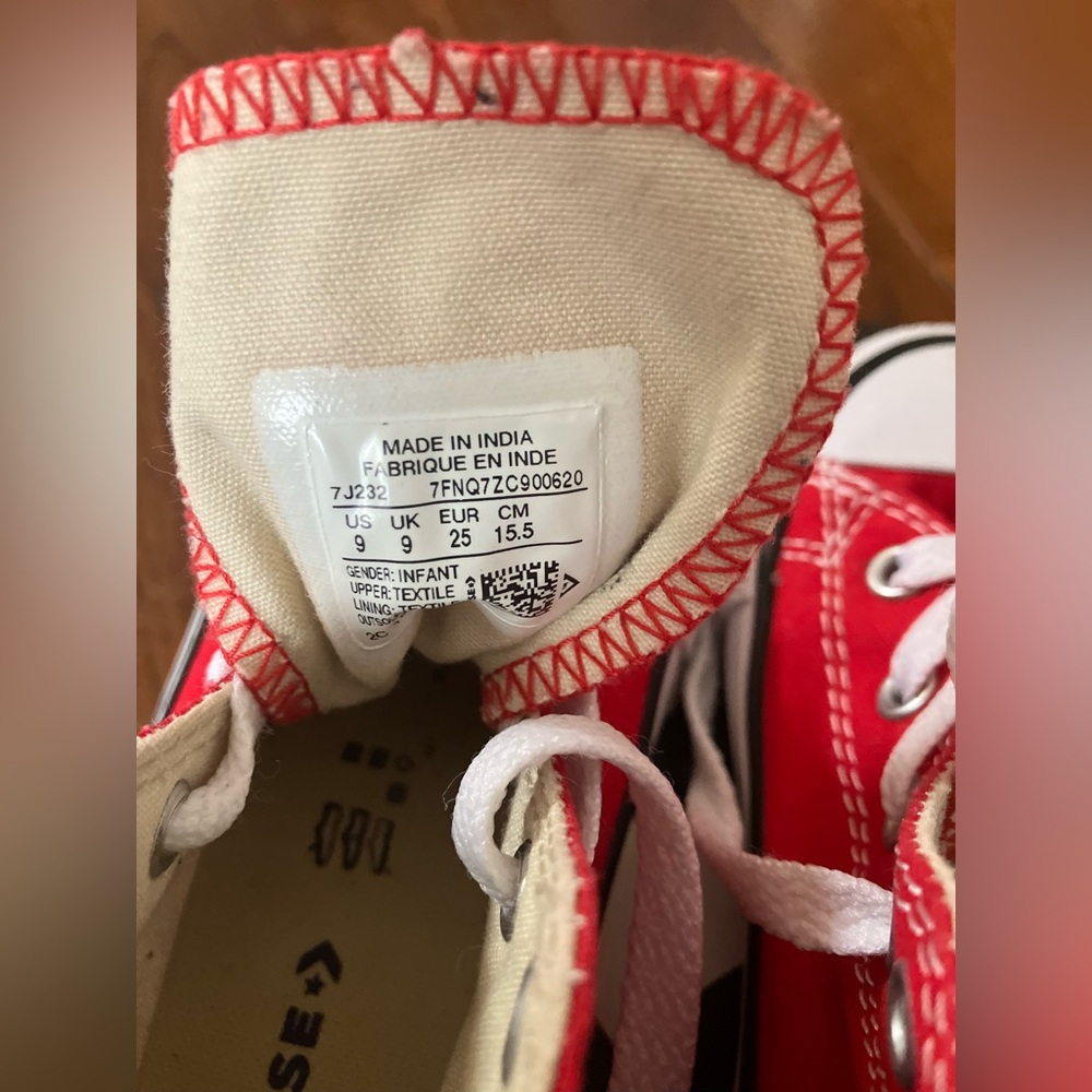 Converse Toddler Red High-Top Sneakers - Picture 3 of 5